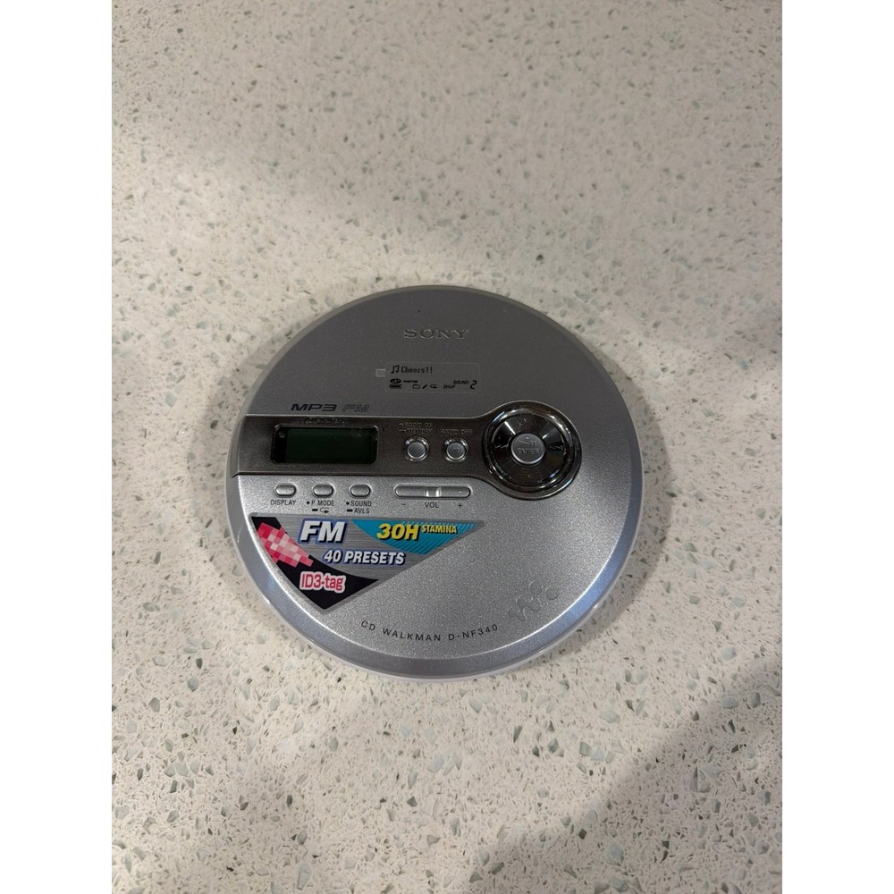 Sony D-NF340 Walkman MP3 FM CD Player 30H Stamina ID 3 Tag 40 Presets
